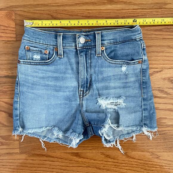 Levi's Distressed High Rise Cut -Off Jean Micro Shorts Womens 26 Blue Casual - Picture 7 of 9